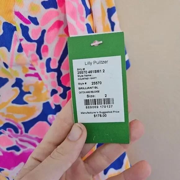 Lilly Pulitzer Courtney Shift Dress Brilliant Blue Catch And Release Size 2 - Picture 3 of 8